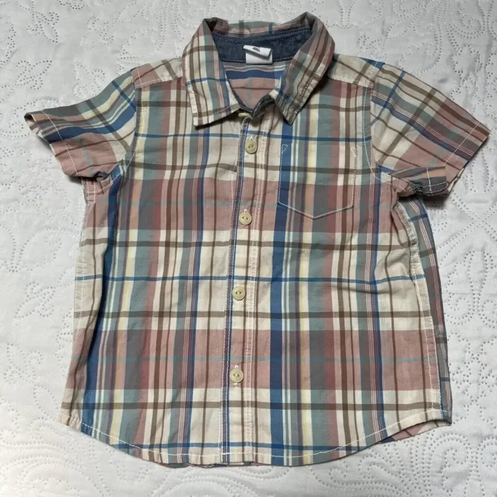 Gap Plaid Button Up Outfit Size 18-24m